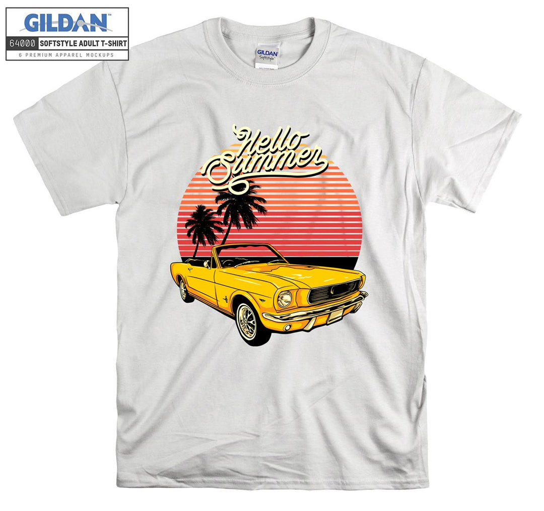 Yellow Classic Car Hello Summer T-shirt