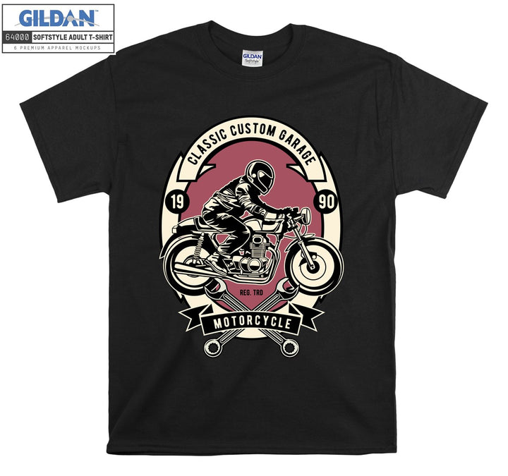 Classic custom garage motorcycle logo T-shirt