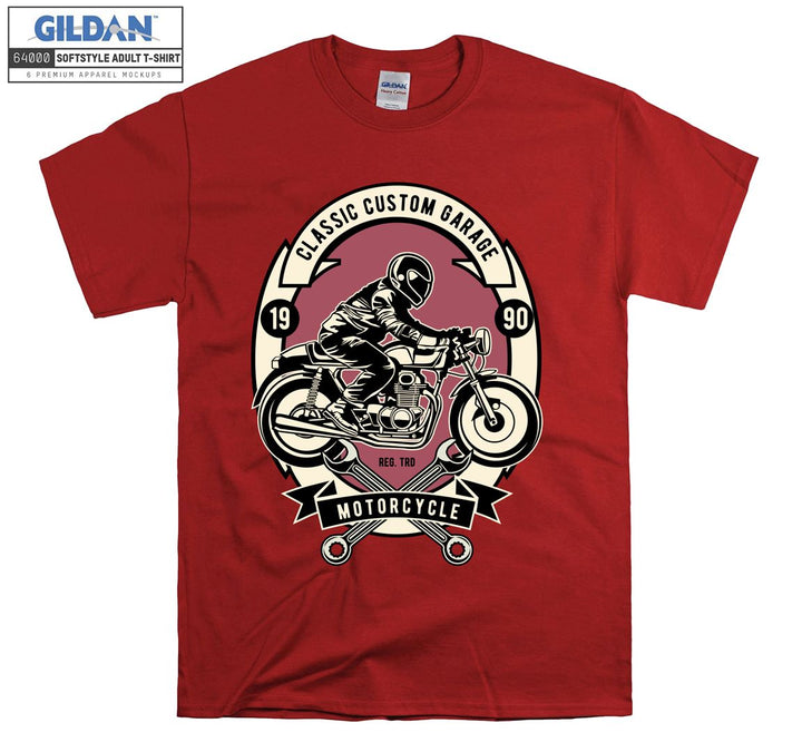 Classic custom garage motorcycle logo T-shirt