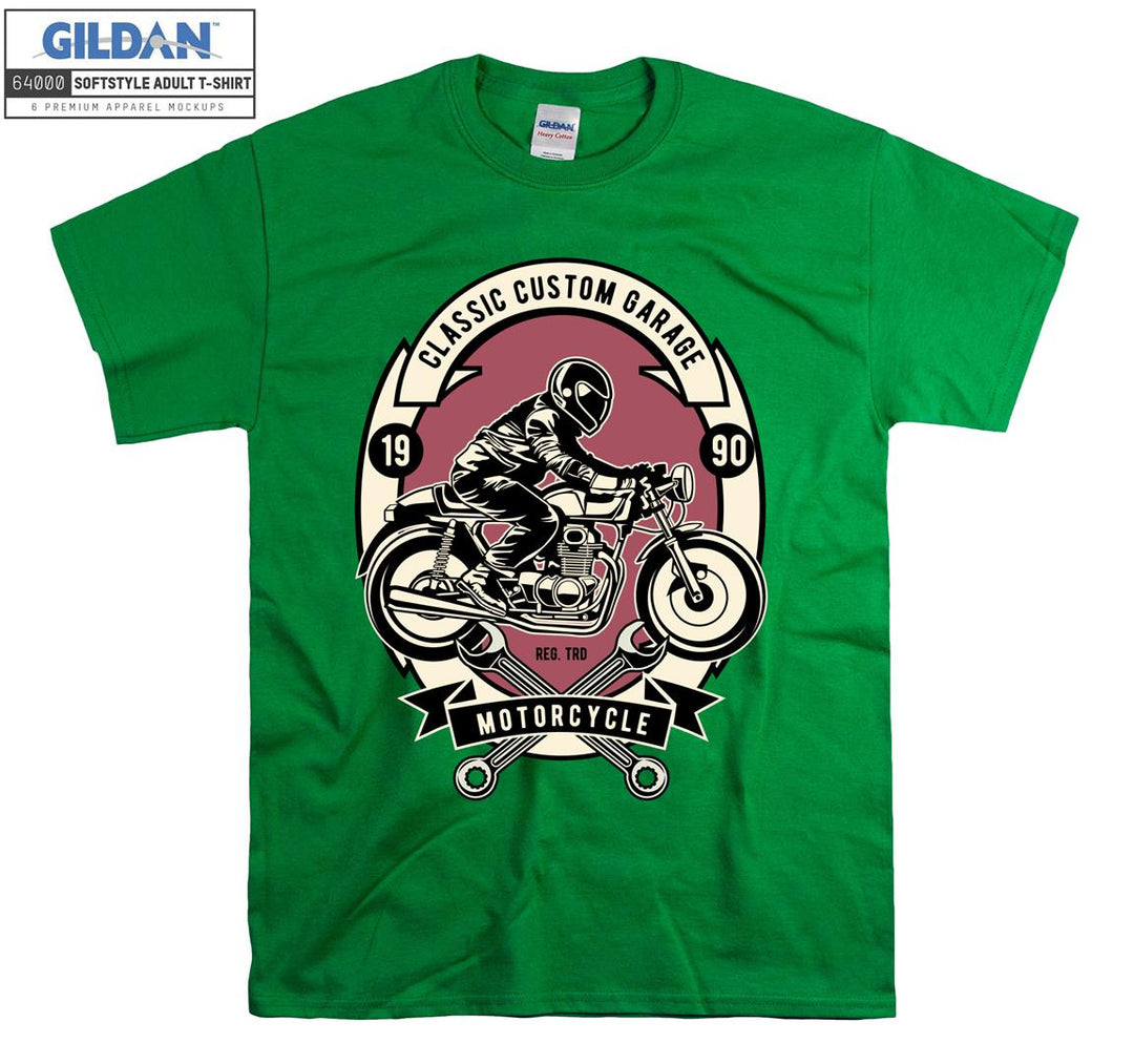 Classic custom garage motorcycle logo T-shirt