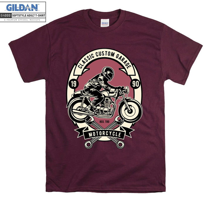 Classic custom garage motorcycle logo T-shirt