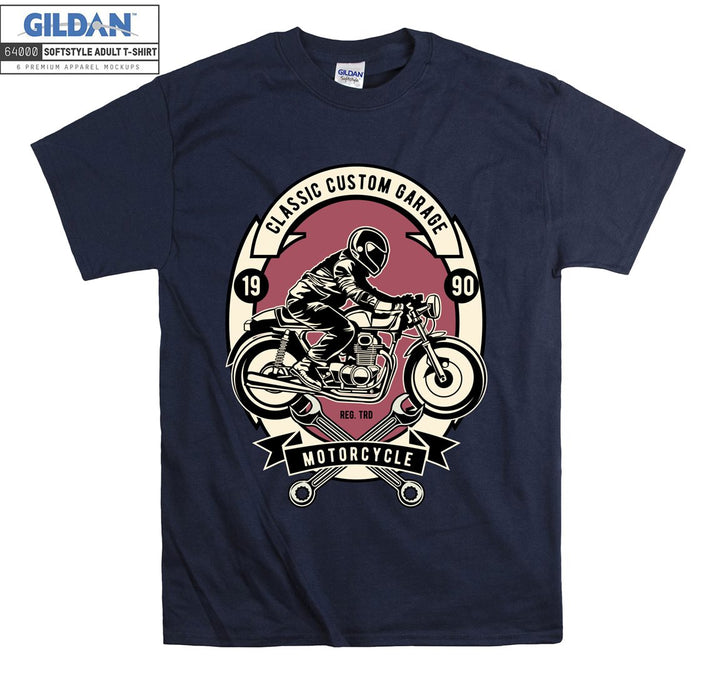 Classic custom garage motorcycle logo T-shirt