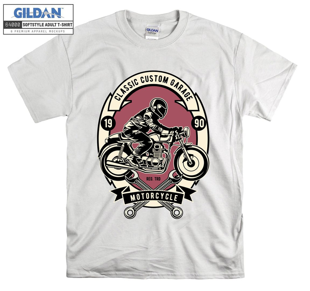 Classic custom garage motorcycle logo T-shirt