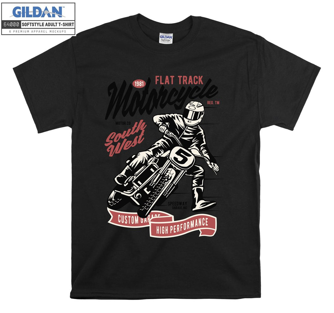 Flat track motorcycle south west custom garage T-shirt