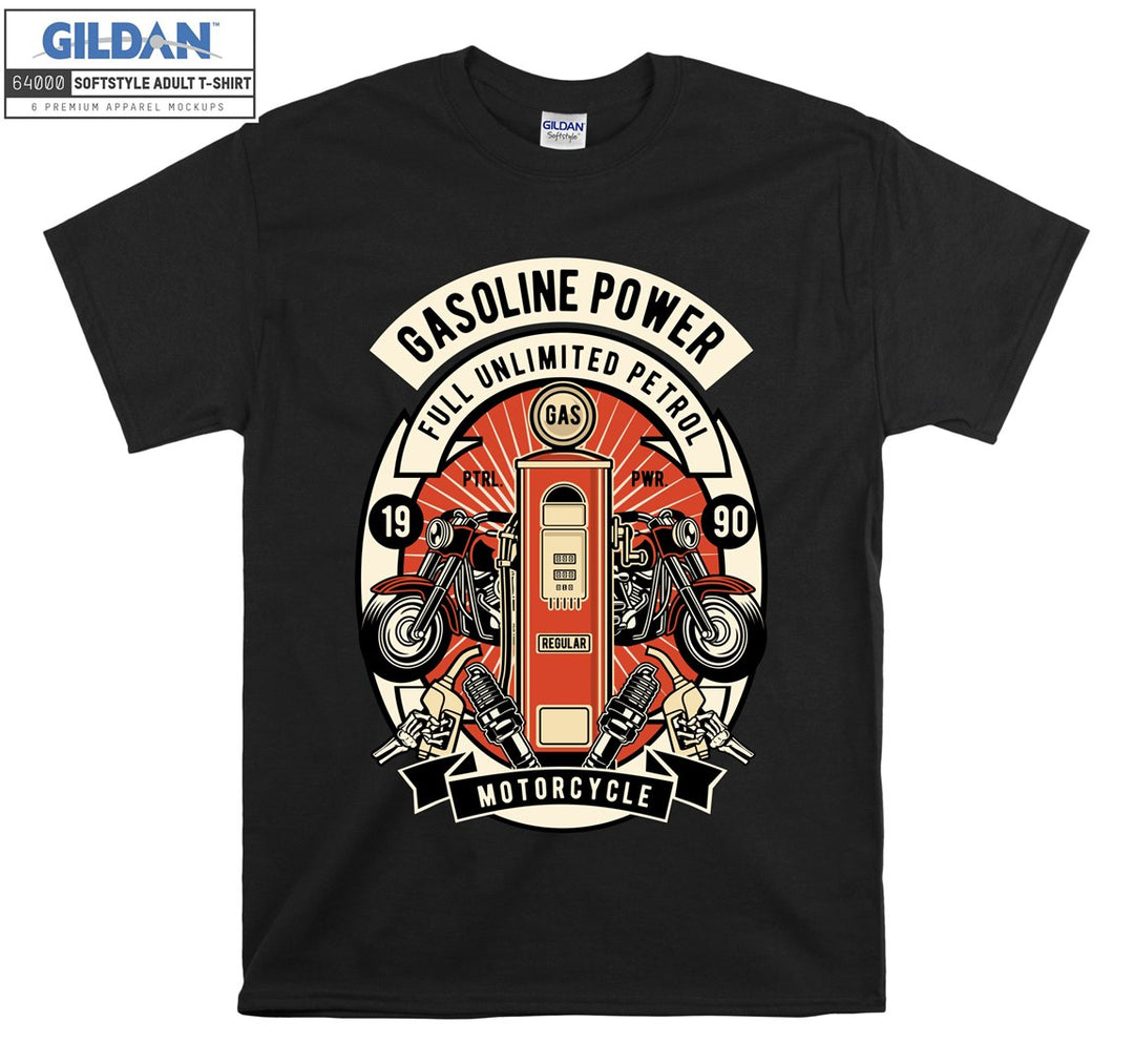 Gasoline power full unlimited petrol motorcycle T-shirt