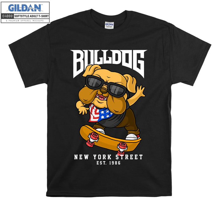 Bulldog New York Street dog figure T-shirt