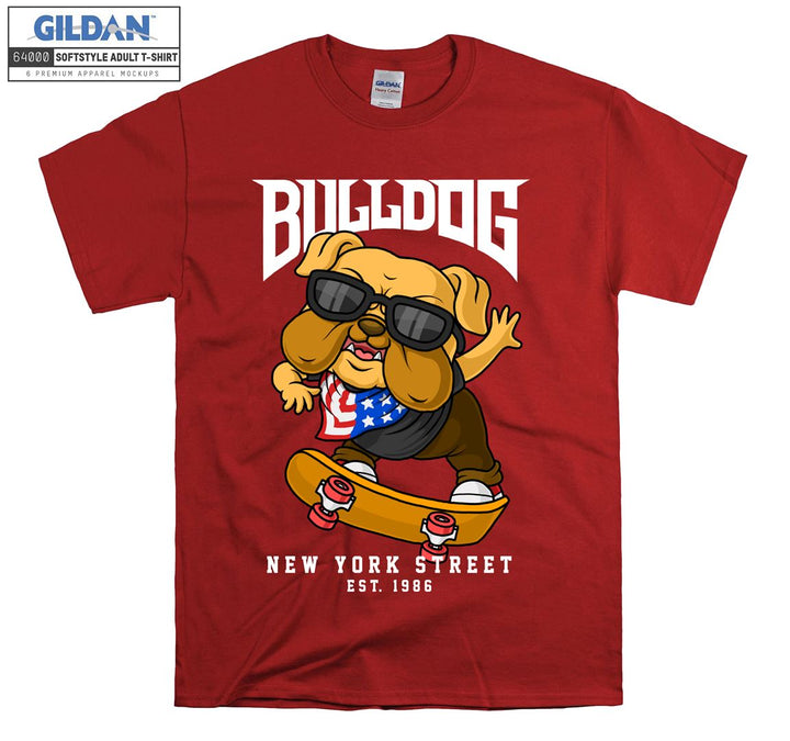 Bulldog New York Street dog figure T-shirt