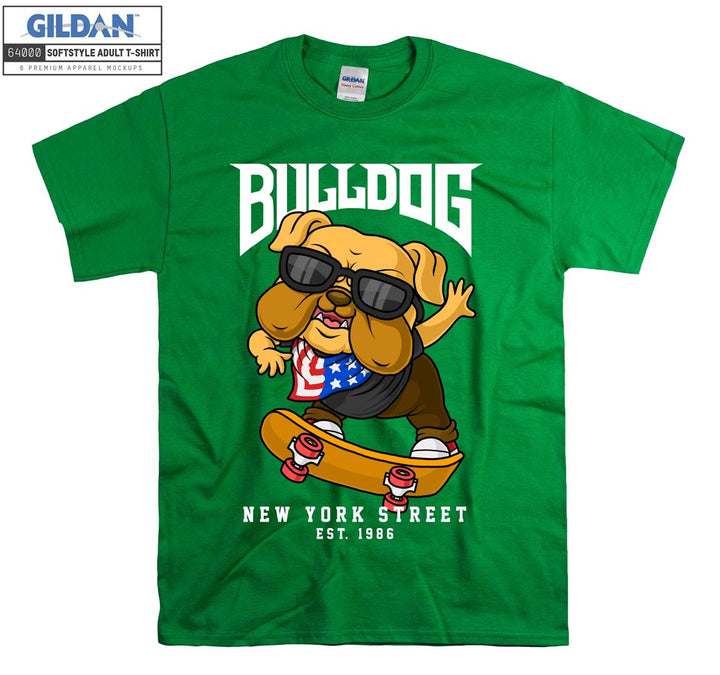 Bulldog New York Street dog figure T-shirt