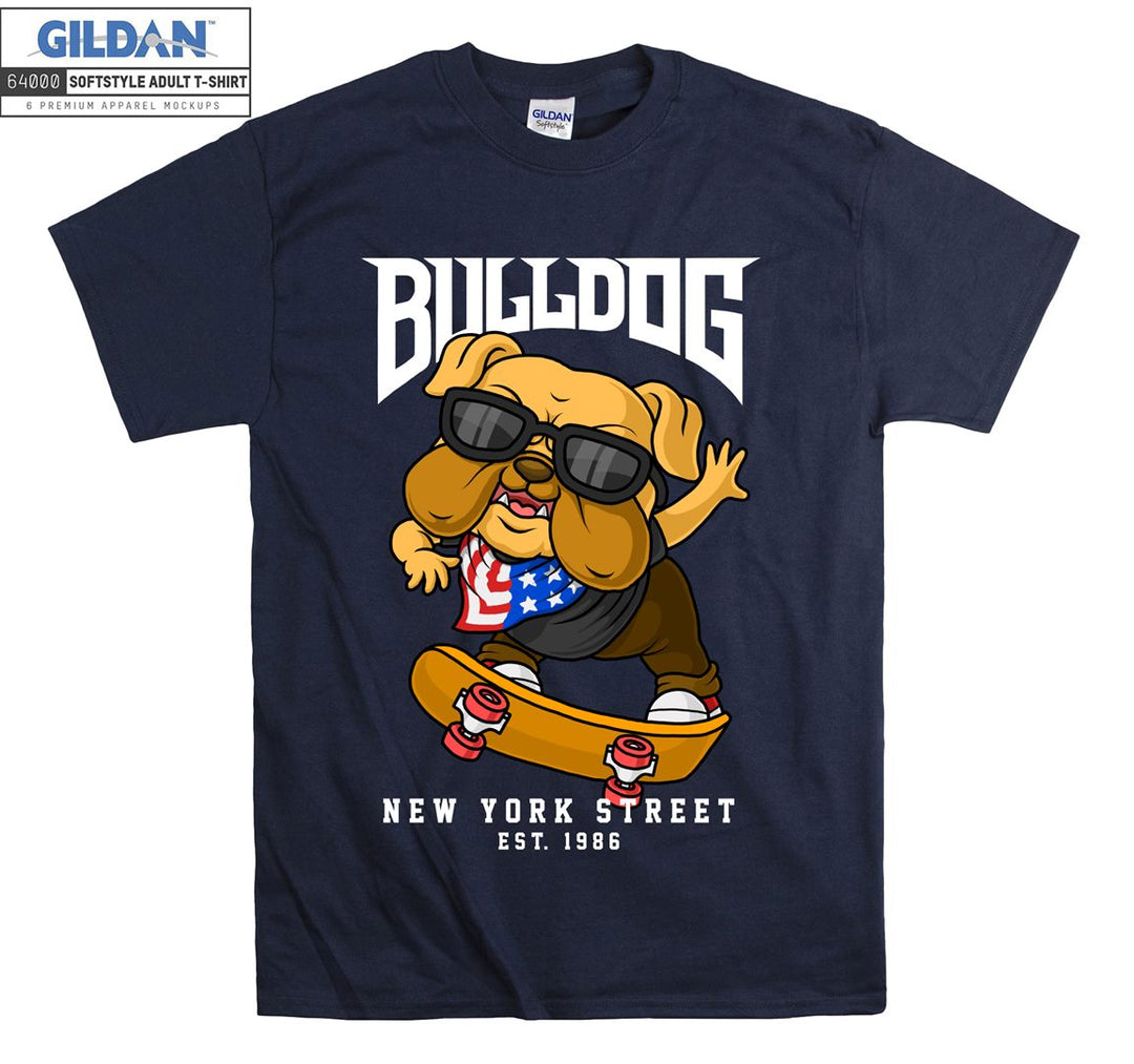 Bulldog New York Street dog figure T-shirt