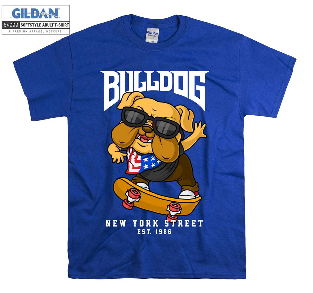 Bulldog New York Street dog figure T-shirt