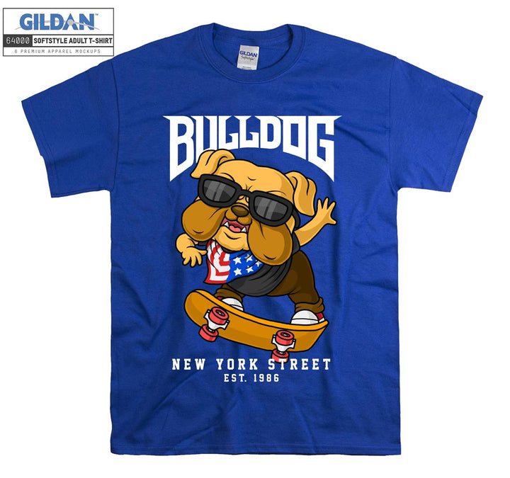 Bulldog New York Street dog figure T-shirt