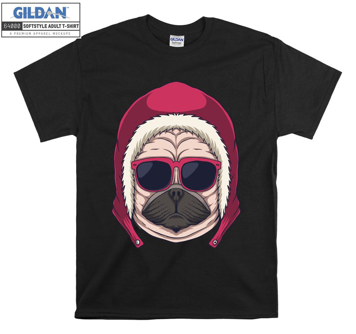 Winter mood pug figure T-shirt