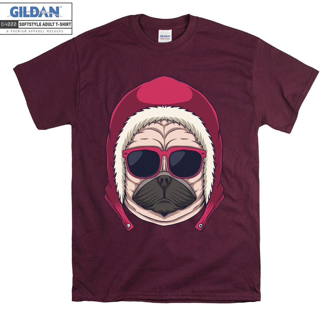 Winter mood pug figure T-shirt