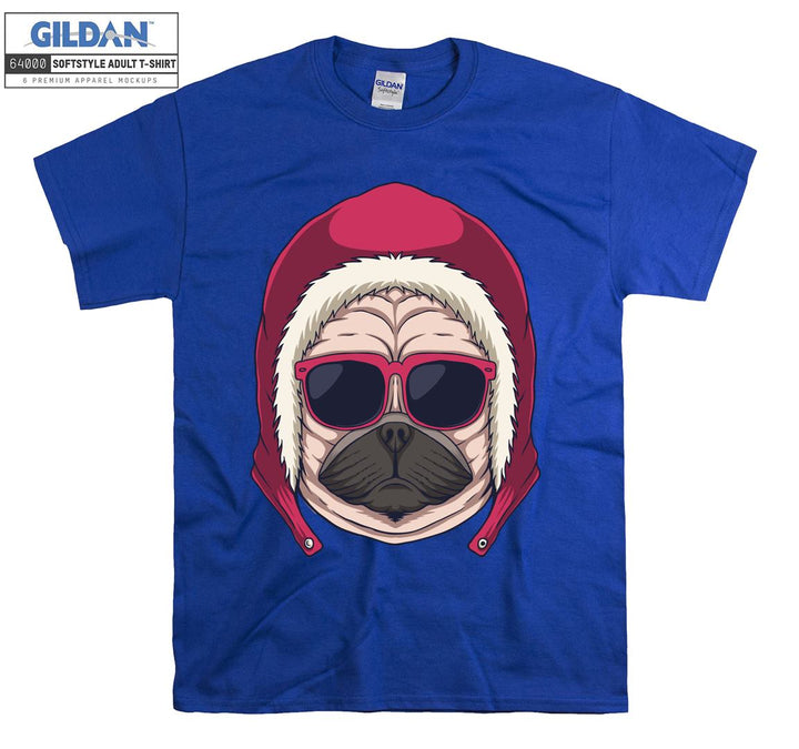 Winter mood pug figure T-shirt