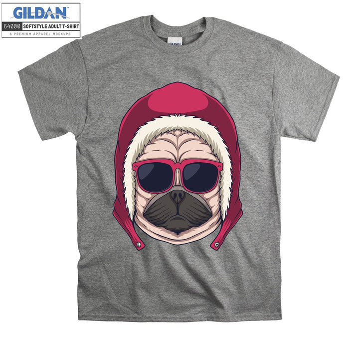 Winter mood pug figure T-shirt