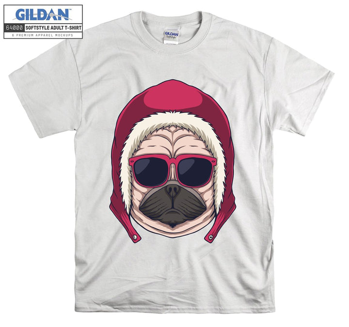 Winter mood pug figure T-shirt