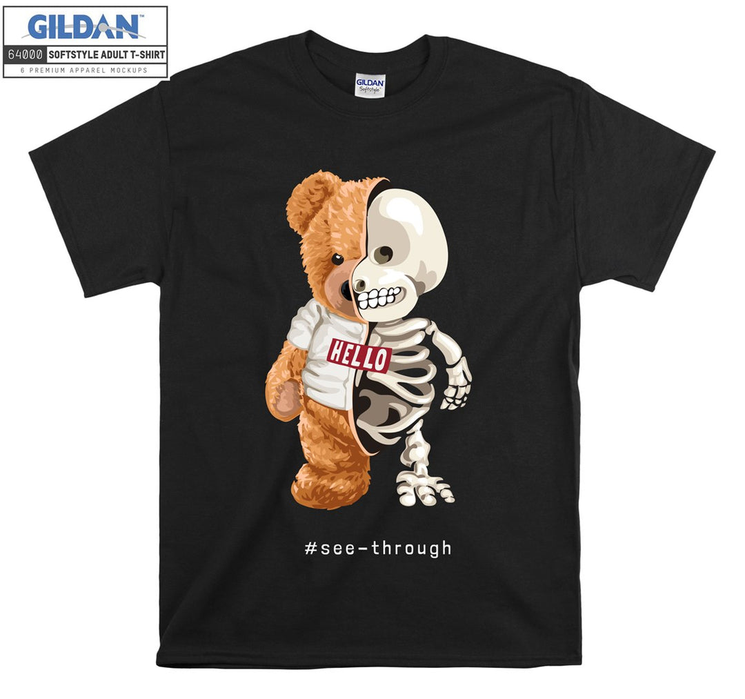 Hello skeleton baby and bear see-through T-shirt