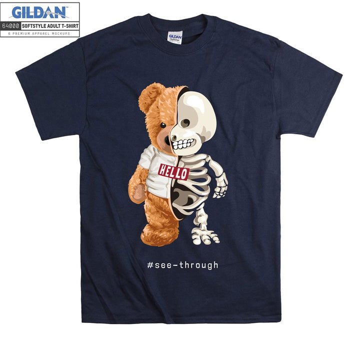 Hello skeleton baby and bear see-through T-shirt