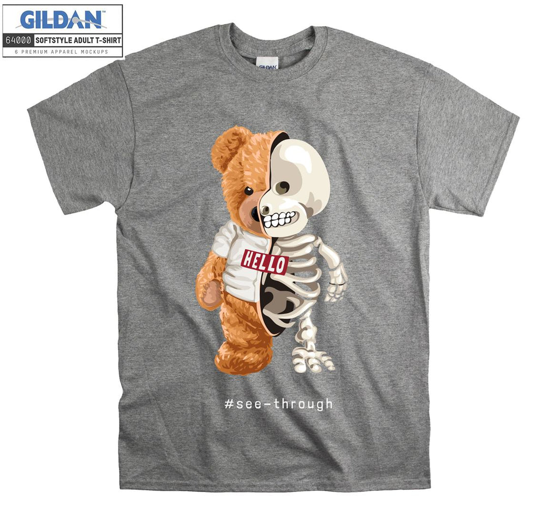 Hello skeleton baby and bear see-through T-shirt