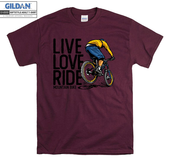 Live love ride mountain bike logo T-shirt