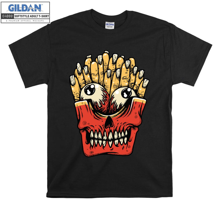 Funny skull brain fries figure T-shirt