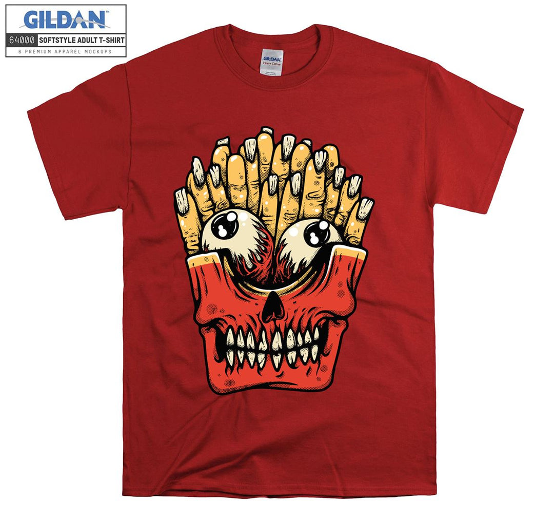 Funny skull brain fries figure T-shirt