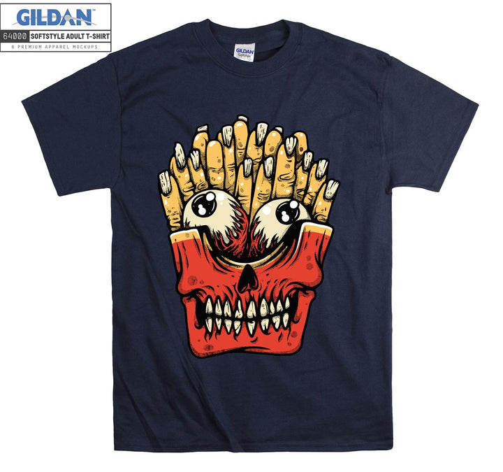 Funny skull brain fries figure T-shirt