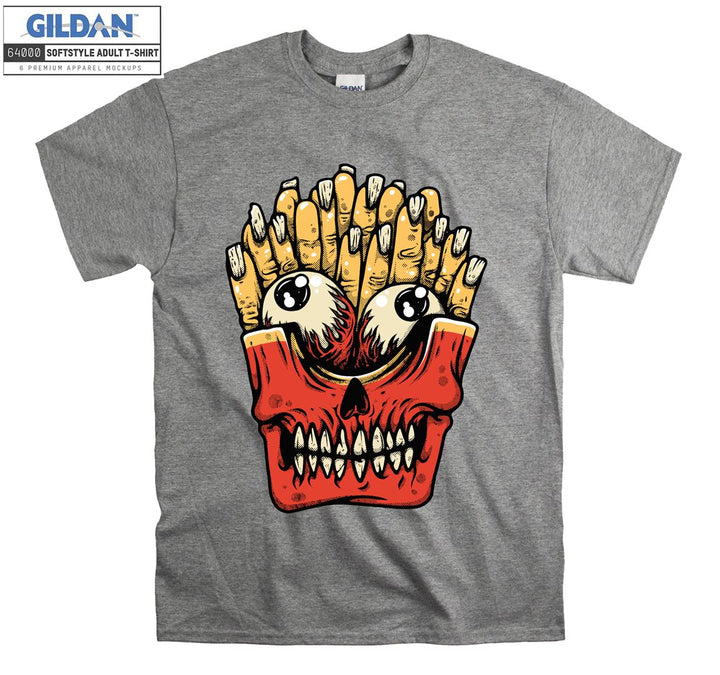 Funny skull brain fries figure T-shirt