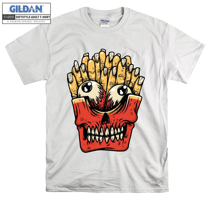 Funny skull brain fries figure T-shirt