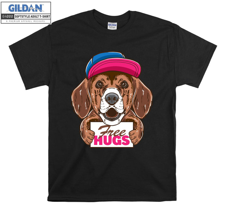 Free Hugs cute Dog figure T-shirt