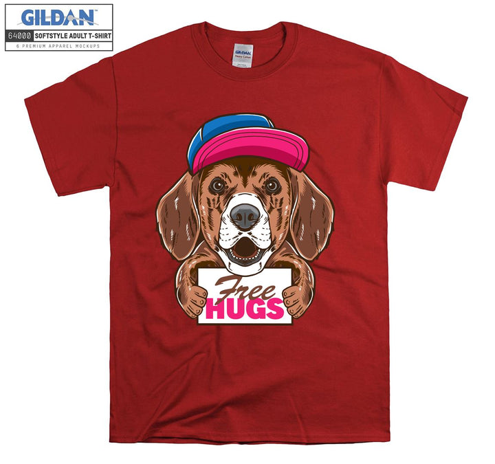 Free Hugs cute Dog figure T-shirt