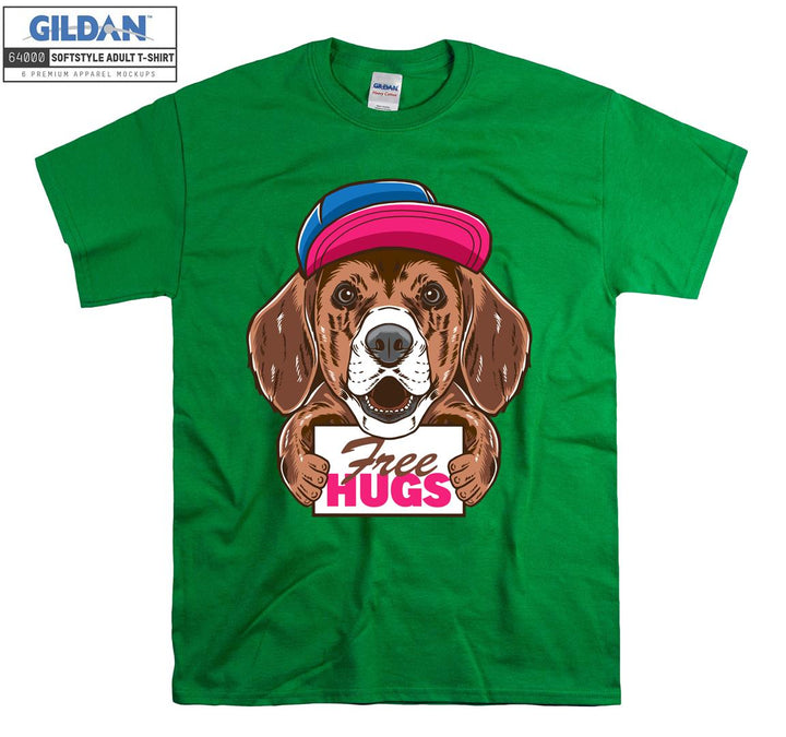 Free Hugs cute Dog figure T-shirt