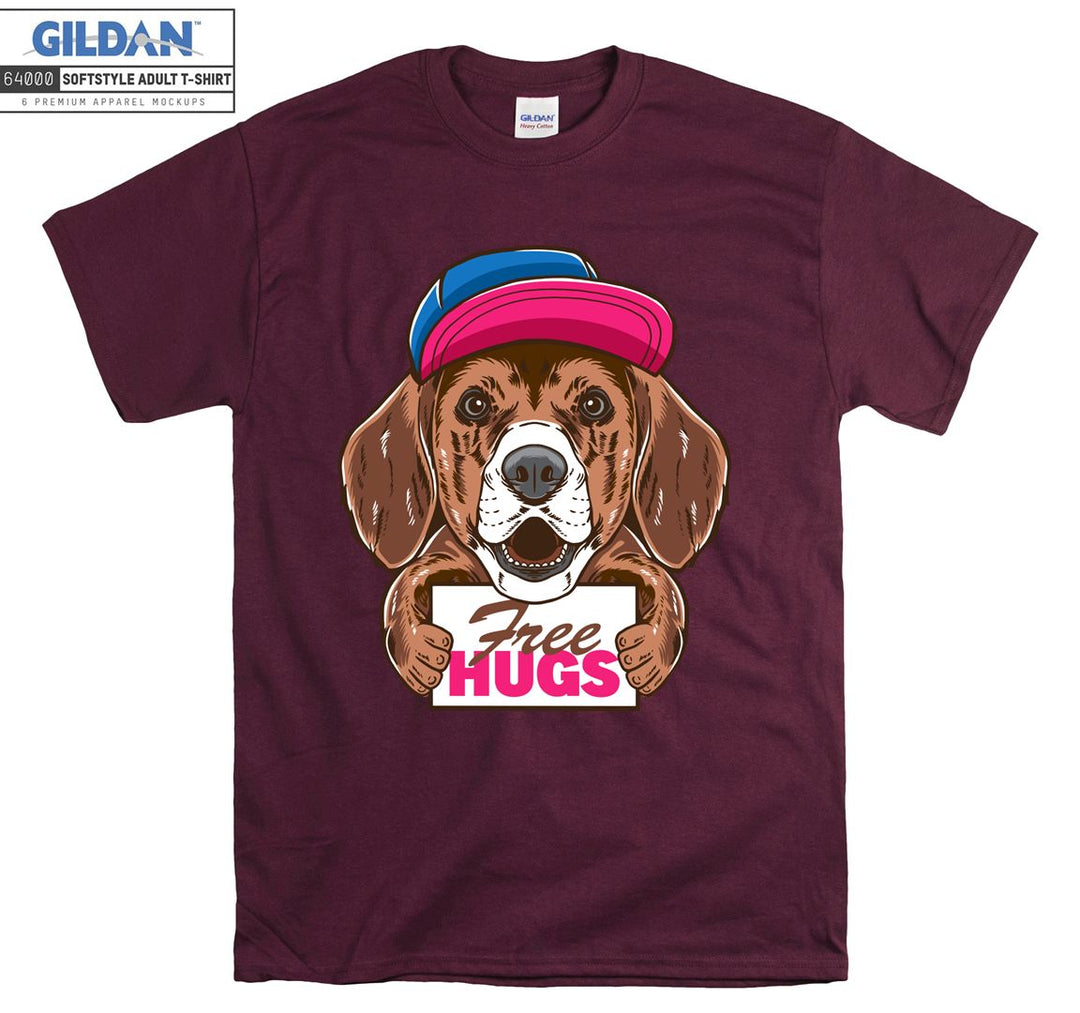 Free Hugs cute Dog figure T-shirt