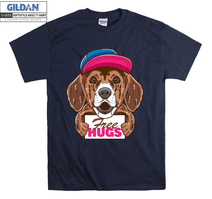 Free Hugs cute Dog figure T-shirt