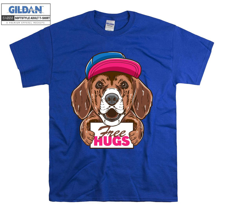 Free Hugs cute Dog figure T-shirt