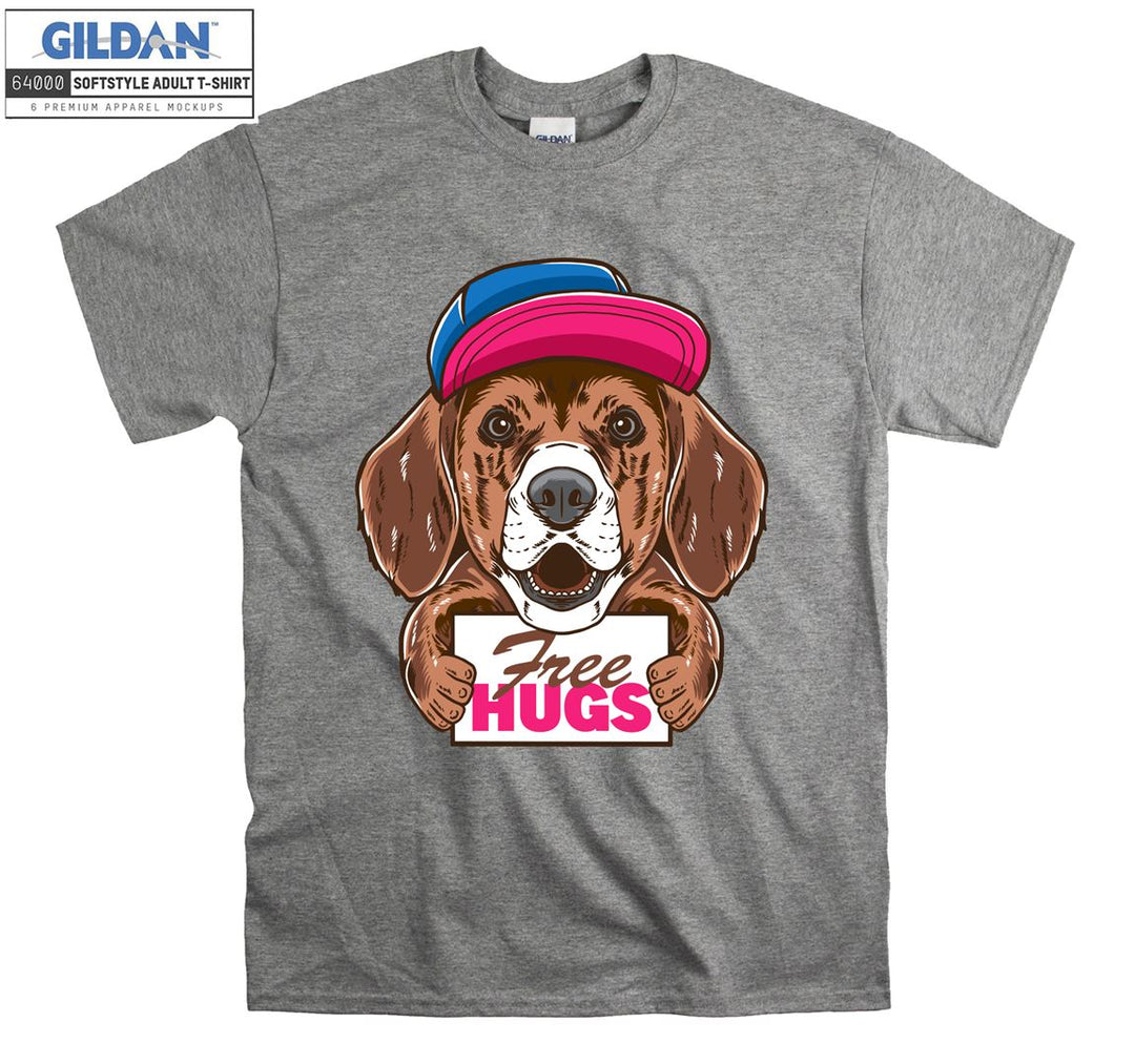 Free Hugs cute Dog figure T-shirt