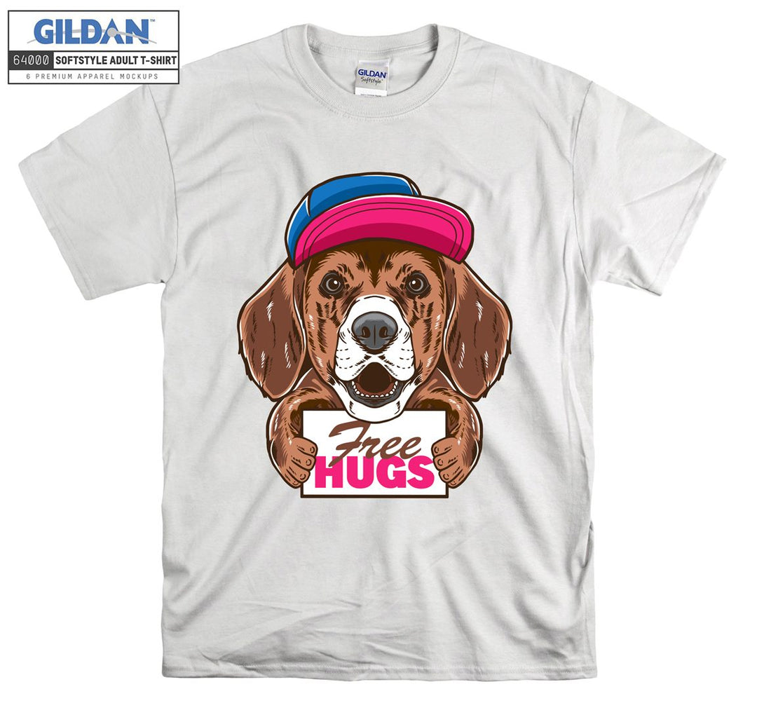 Free Hugs cute Dog figure T-shirt