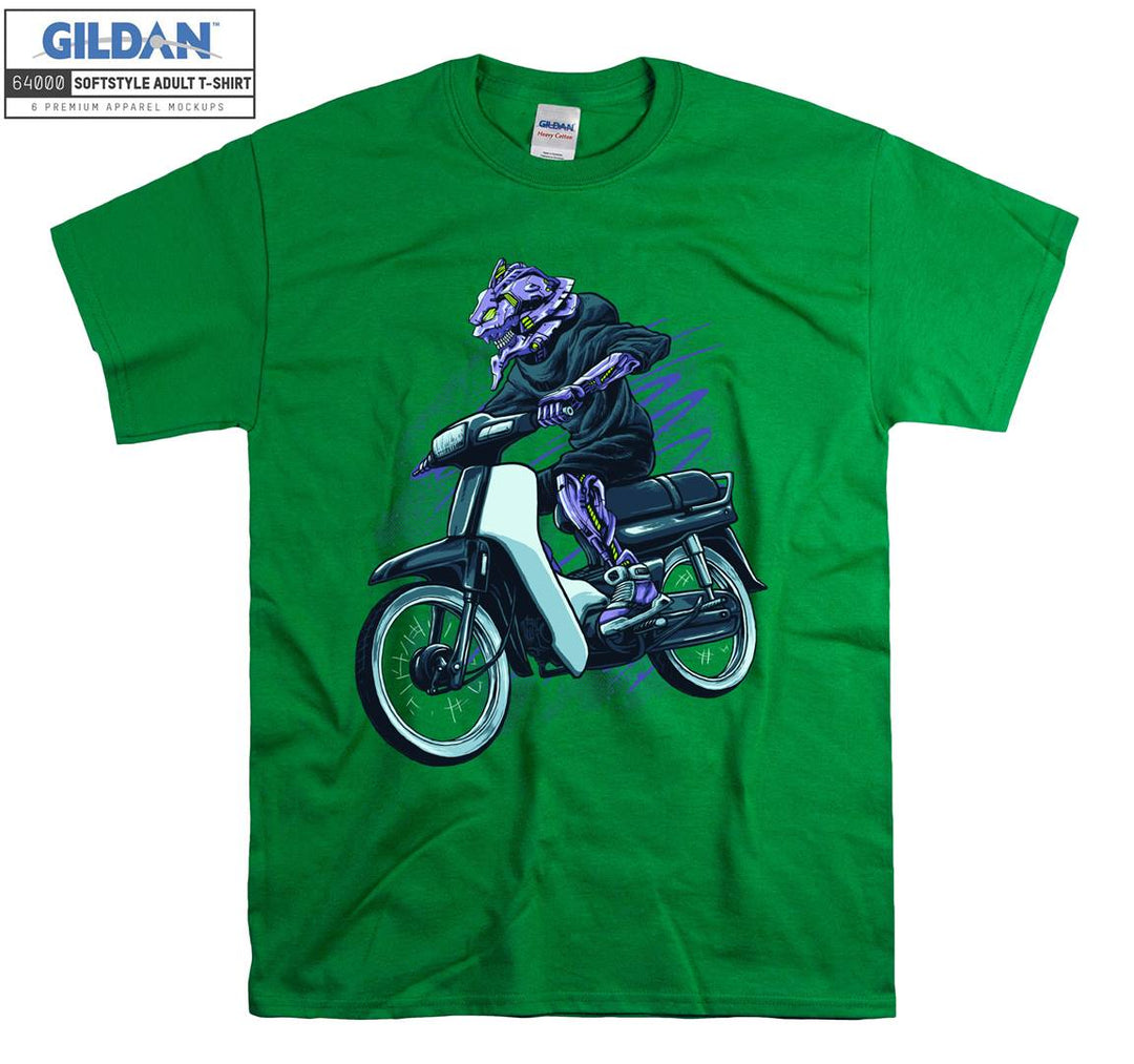 Cartoon monster ride a motorcycle T-shirt