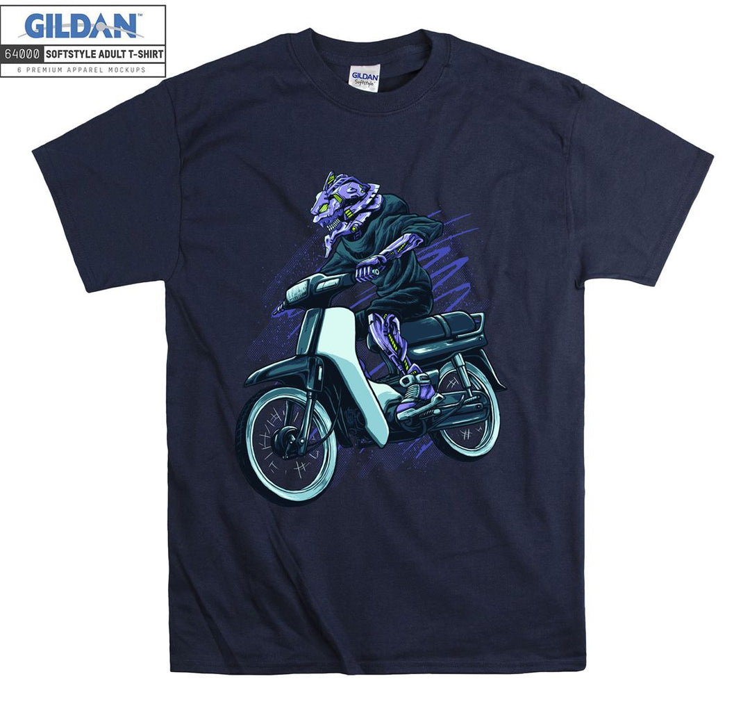 Cartoon monster ride a motorcycle T-shirt