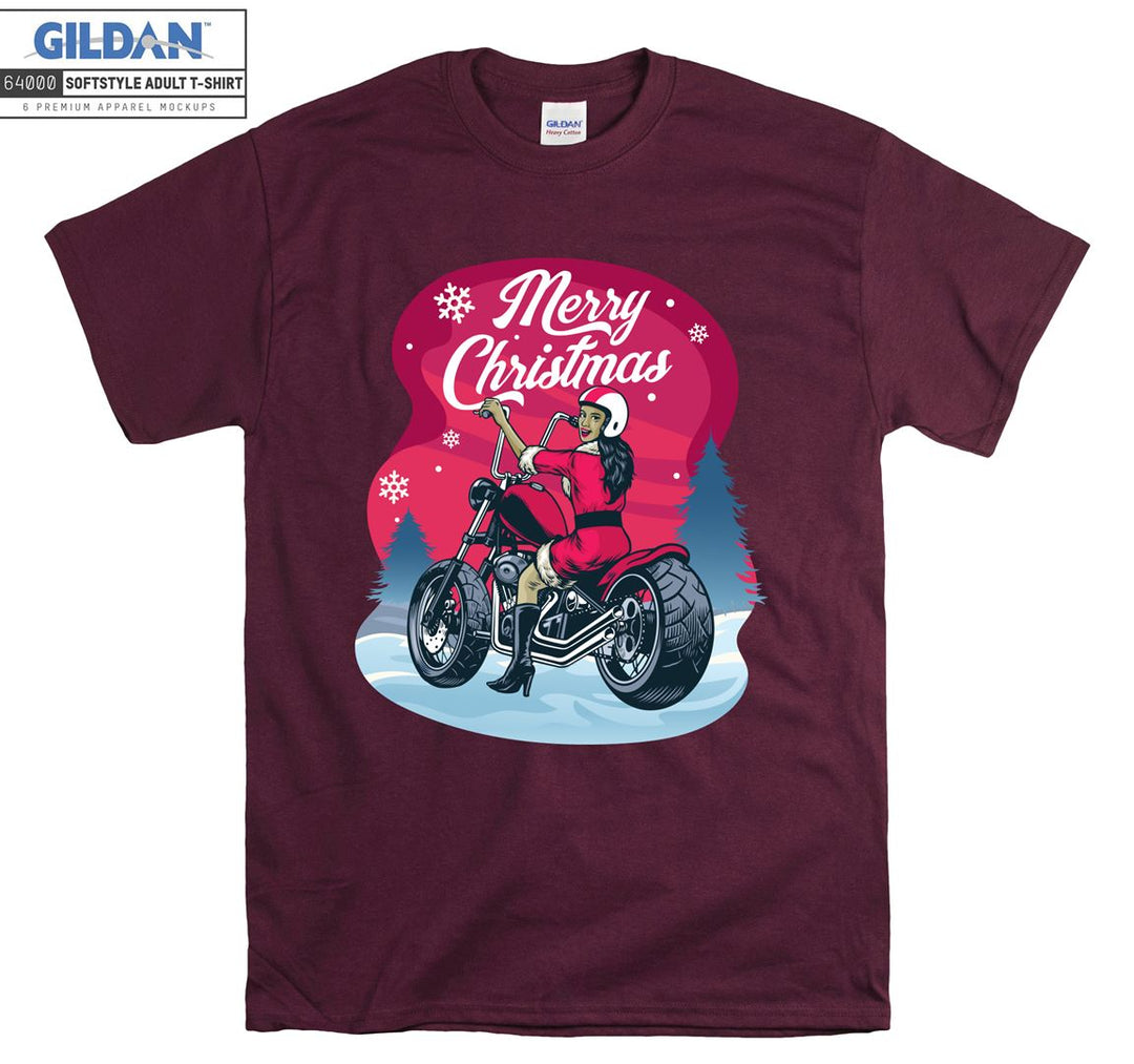 Merry Christmas girl ride motorcycle  T-shirt