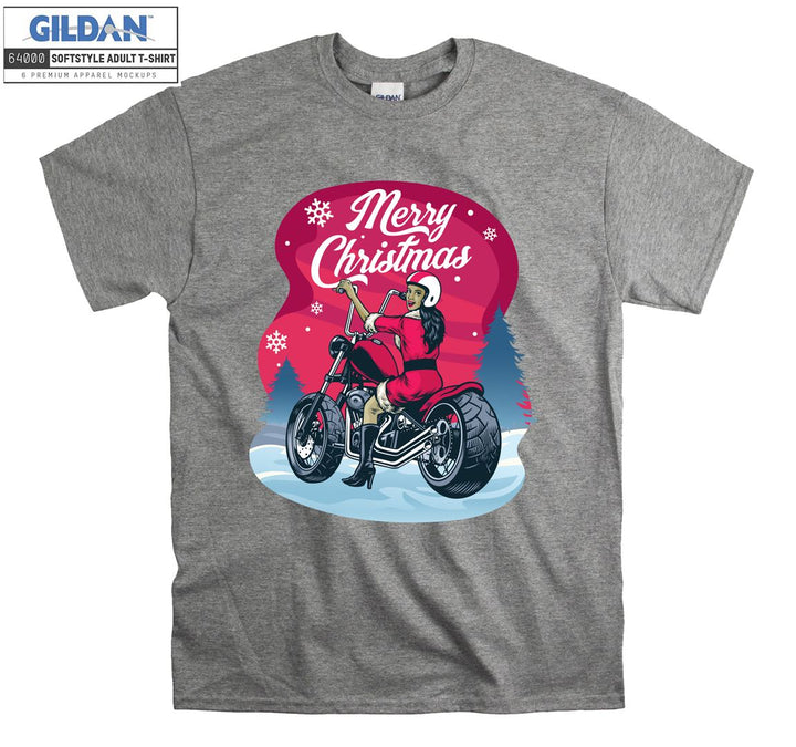 Merry Christmas girl ride motorcycle  T-shirt