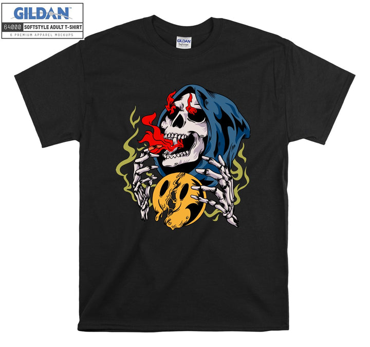 Red fire skull horror figure T-shirt