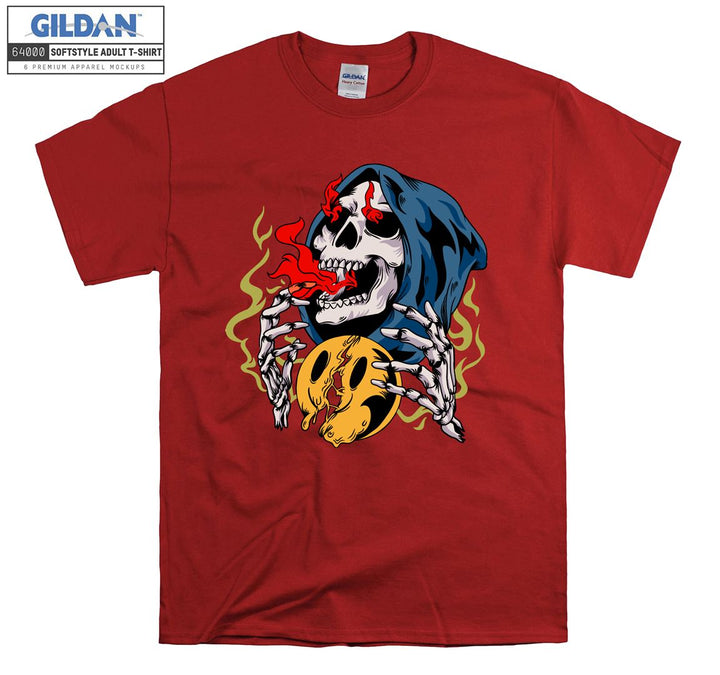 Red fire skull horror figure T-shirt