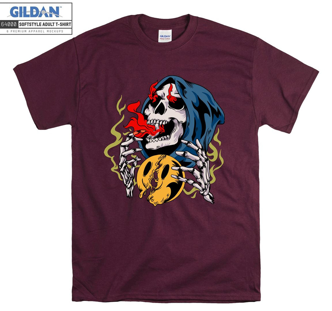 Red fire skull horror figure T-shirt