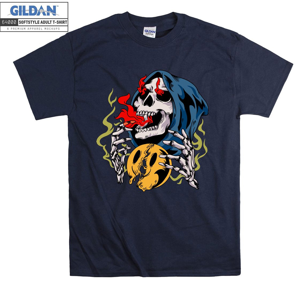 Red fire skull horror figure T-shirt