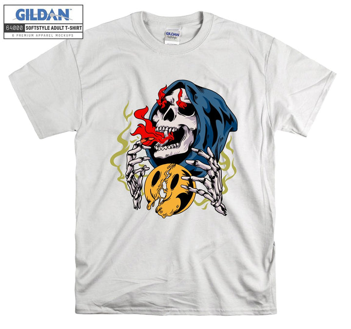 Red fire skull horror figure T-shirt