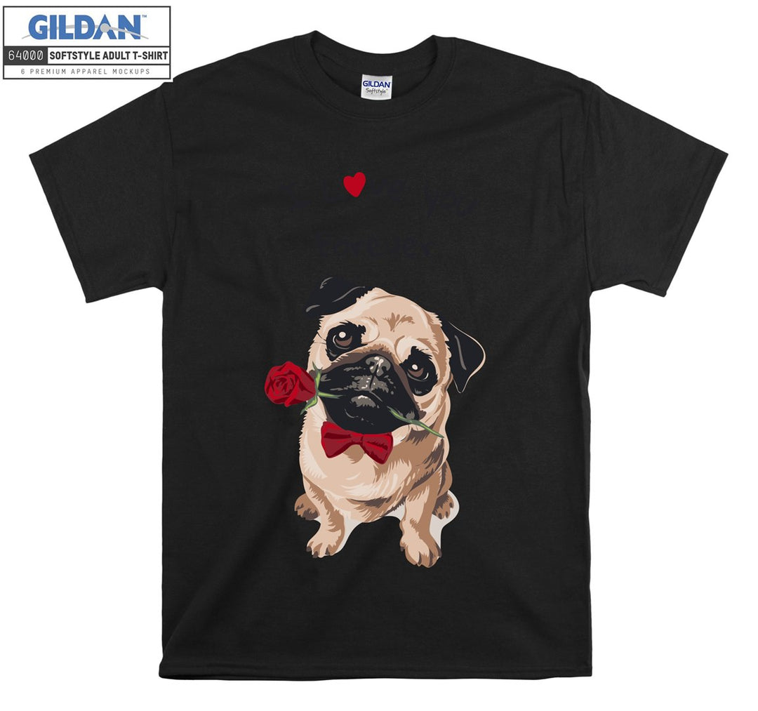 Romantic cute dog figure T-shirt