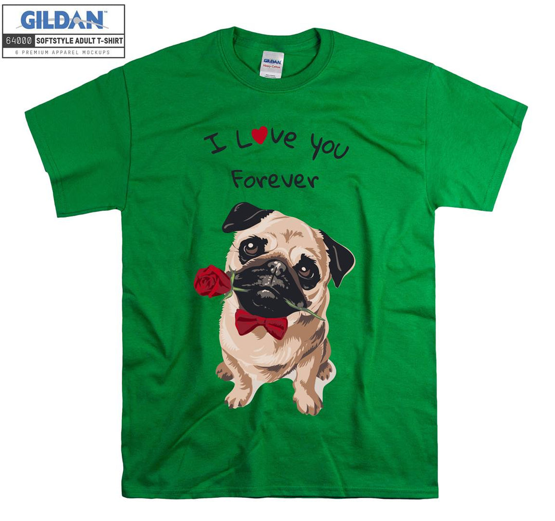 Romantic cute dog figure T-shirt