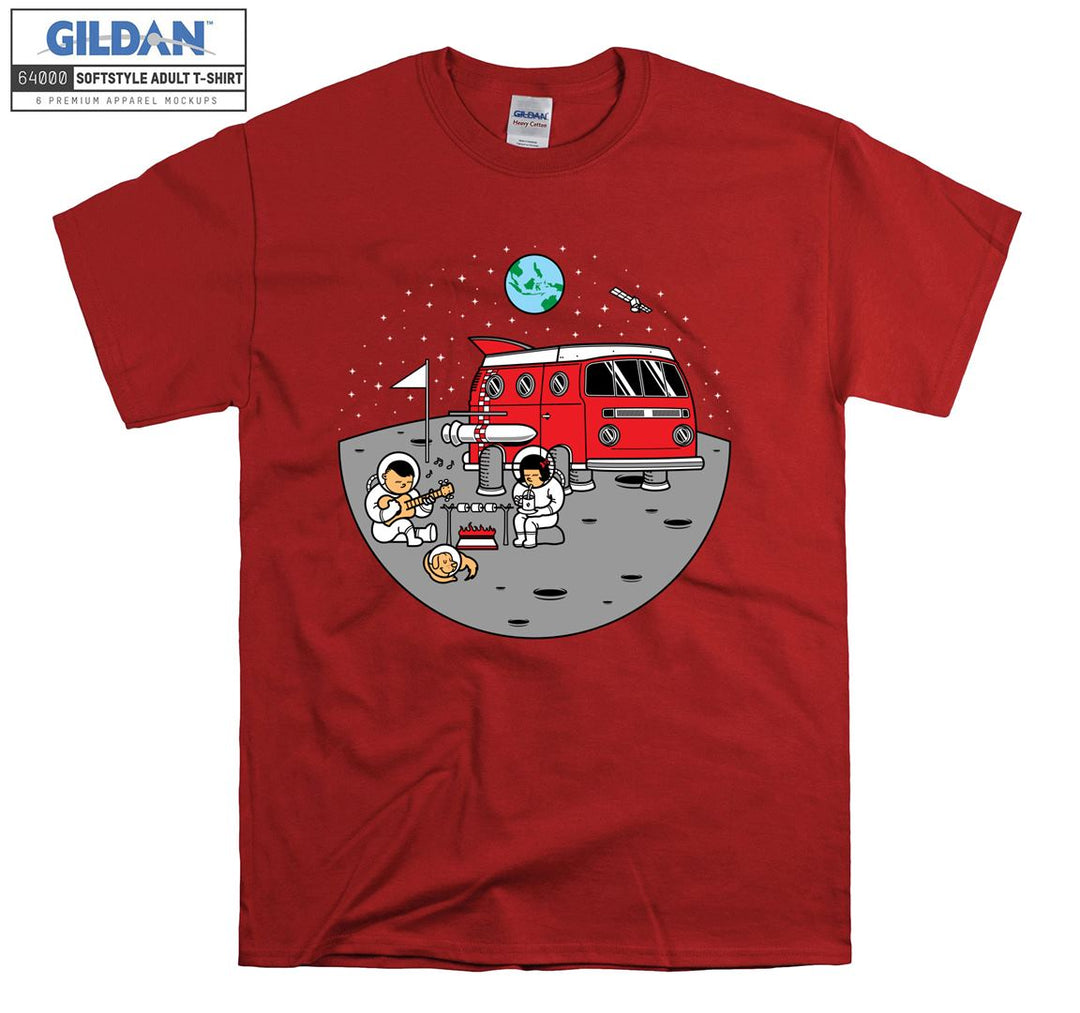 Camping On Moon Funny Figure T-shirt