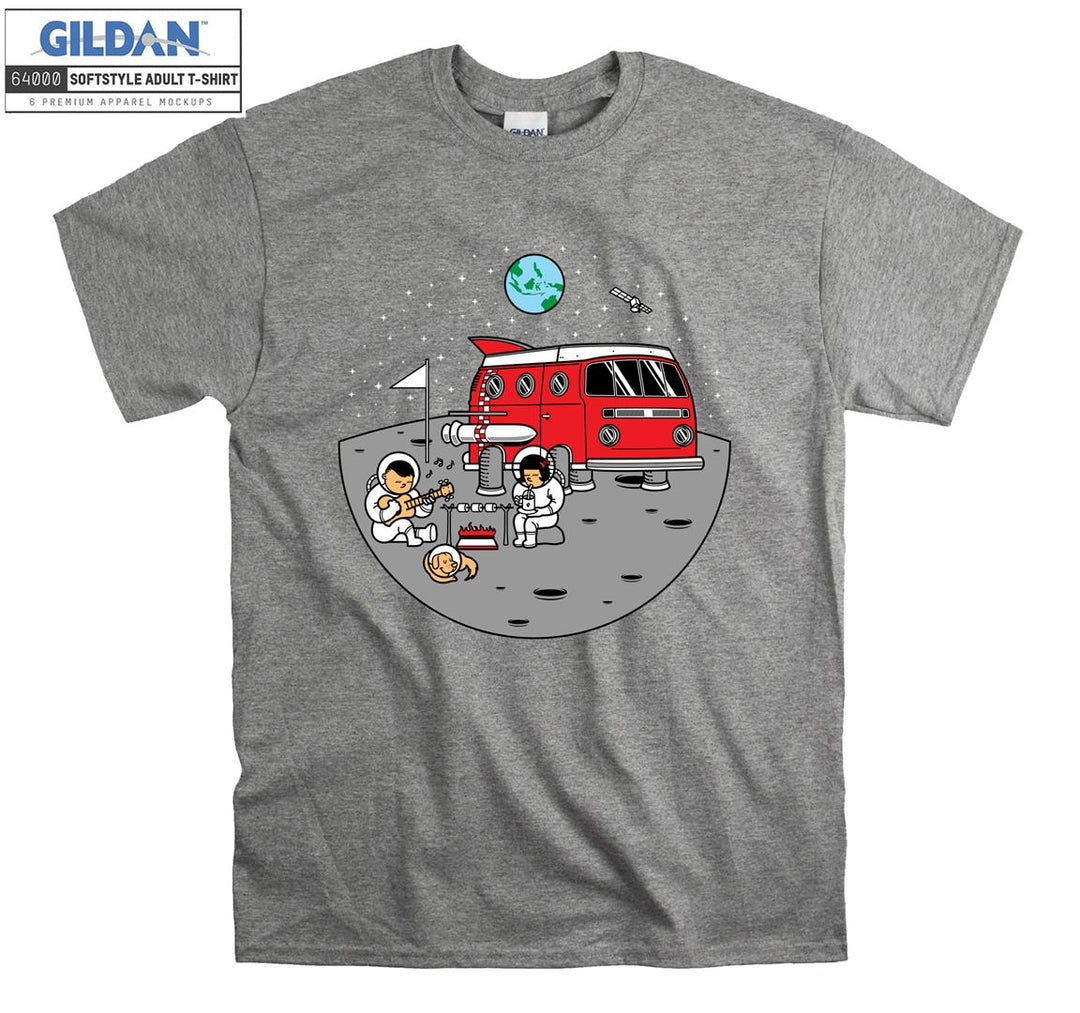 Camping On Moon Funny Figure T-shirt